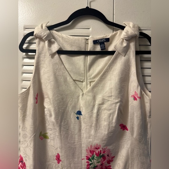 NWOT- CHAPS SUMMER DRESS KNEE LENGTH COTTON BLEND FLOWER - Picture 3 of 8